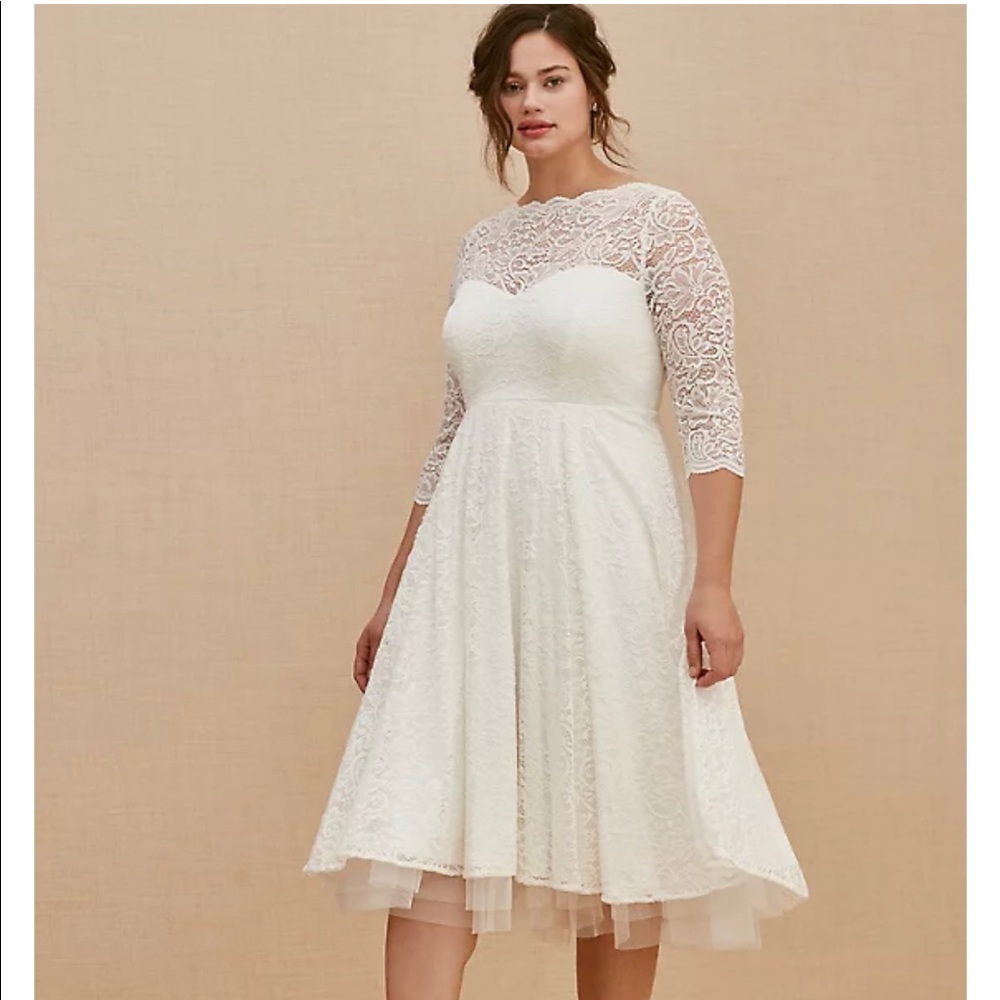 Torrid lace tea length wedding dress